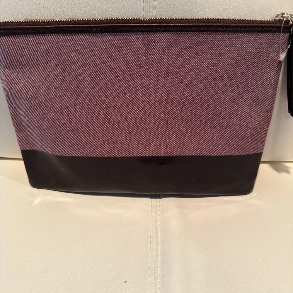 Kate Spade Ash St. Logo Large Tassel Pouch Purple Canvas